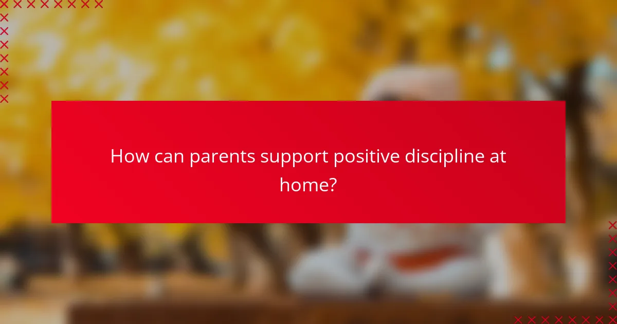 How can parents support positive discipline at home?